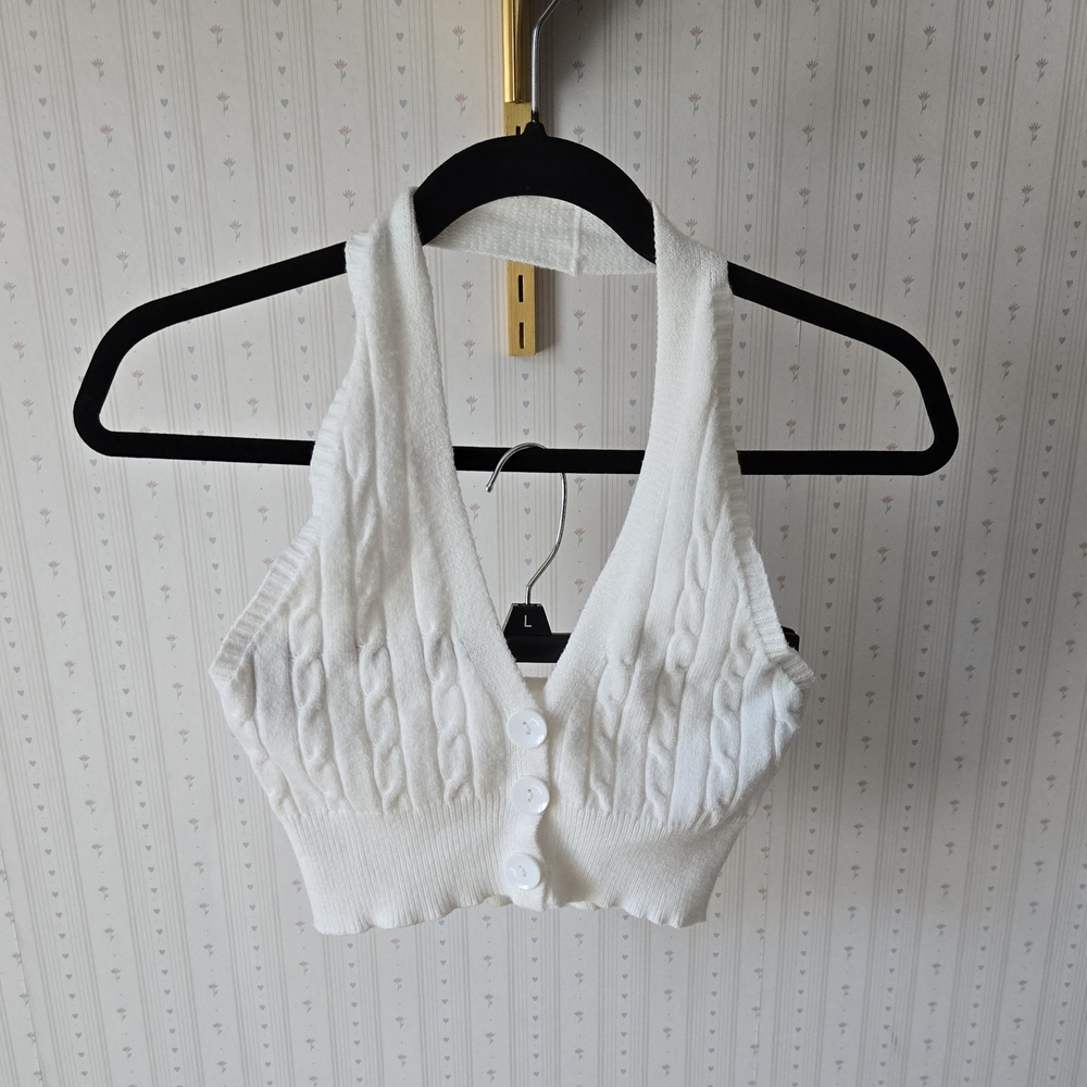 Cider Ivory Knit Halter Top